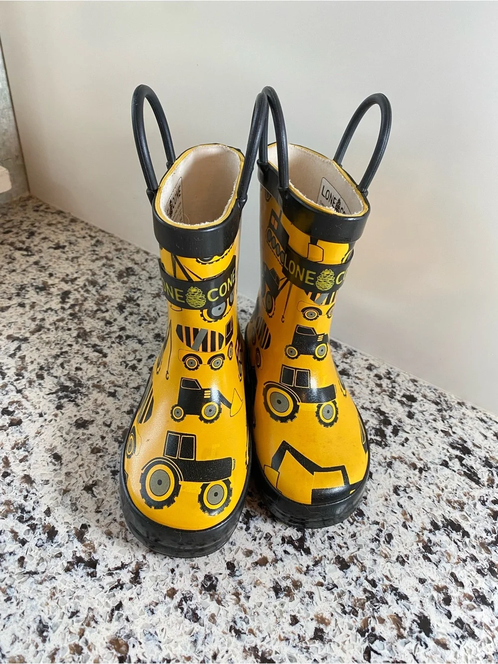 LONE CONE Toddler Boy Rain Boots Rubber Construction Vehicles Yellow 6
